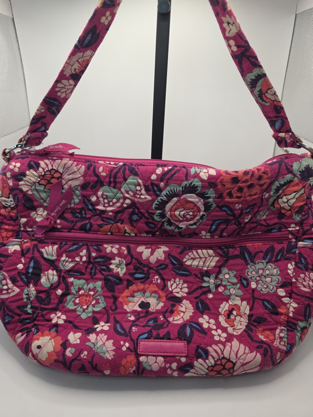 Vera Bradley Get Going Vibrant Bloom Berry Fuchsia Floral Quilted Tote Bag